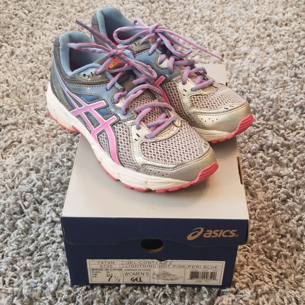 Ladies Asics Gel-Contend  Pink,Peri Blue Shoe 7.5